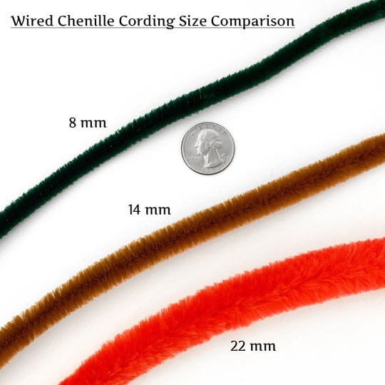 Soft 8mm Wired Chenille Cording in Red ~ 1 yd.